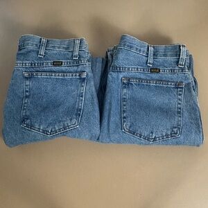 Rustler Men's 34x32 Straight Leg Light Wash Blue Denim Jeans Bundle of 2